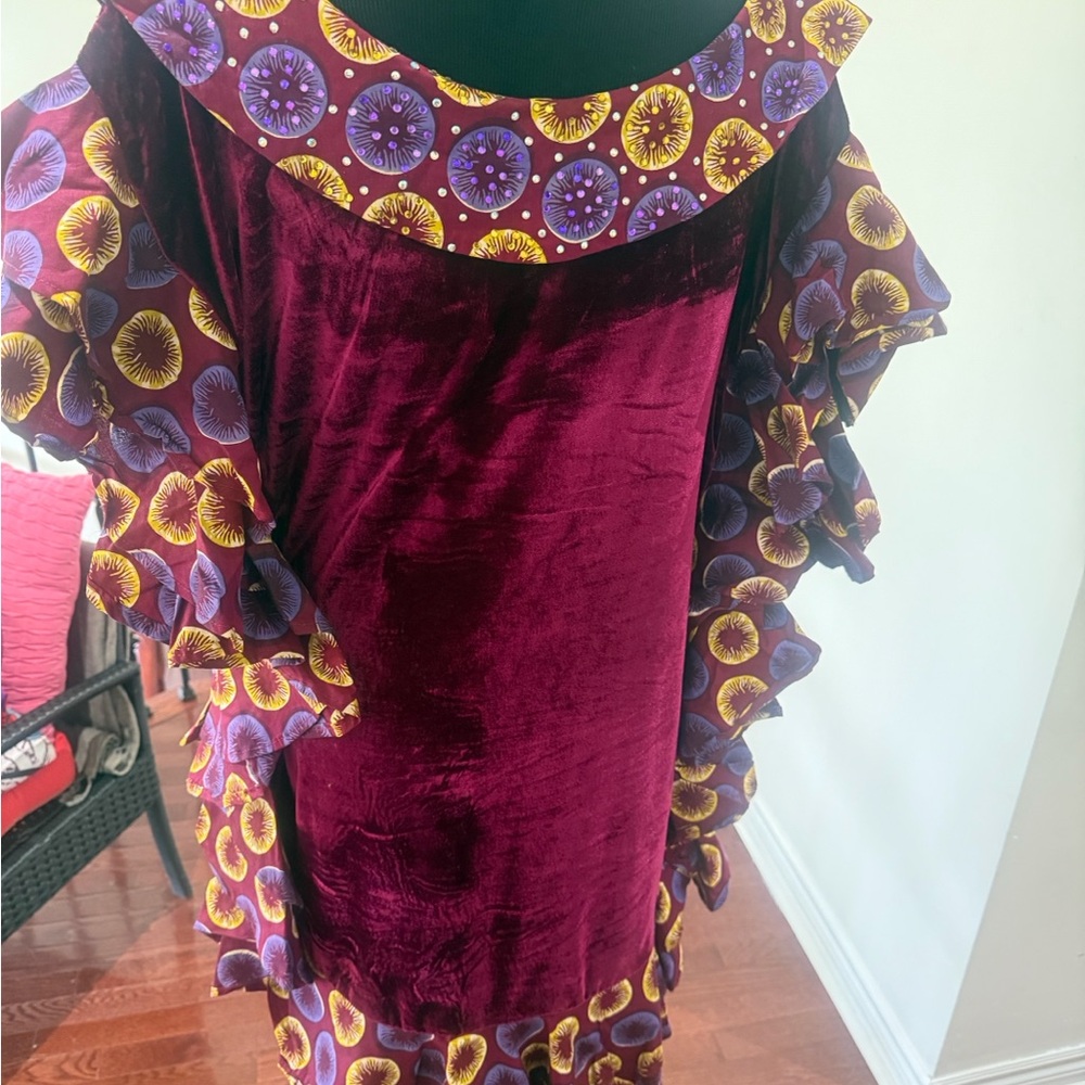 Elegant Burgundy Floral Dress